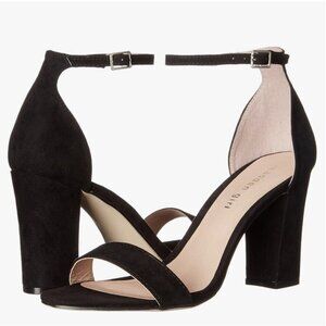 Women’s Madden Girl Black Suede Block Heel Sandals Size 9